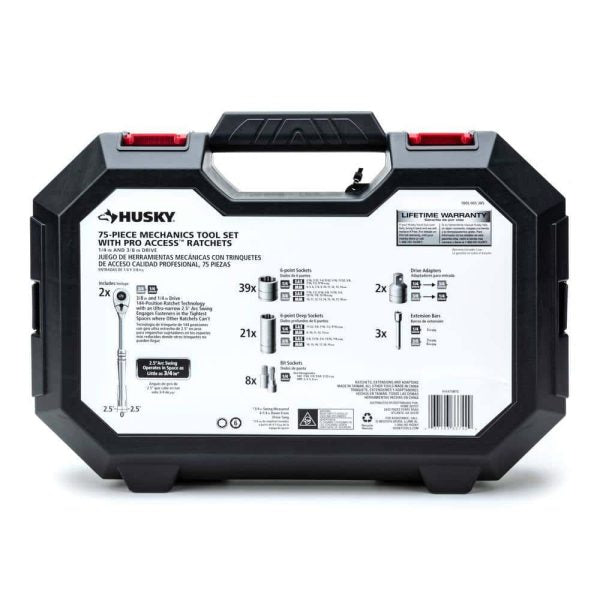 144-Position 1/4 in. and 3/8 in. Drive Mechanics Tool Set (75-Piece)