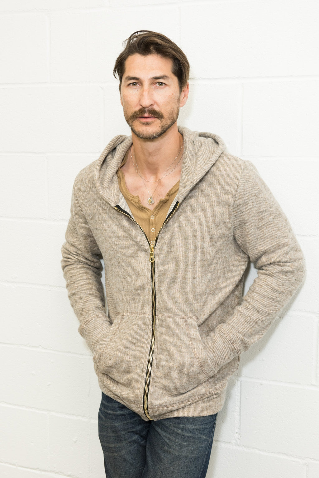 Men's Soft Knit Melange Zip Front Hoodie