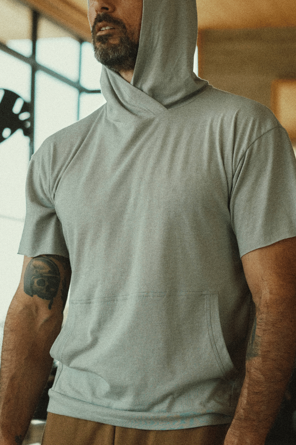 Men's Jersey Tee Kangaroo Pocket Hoodie