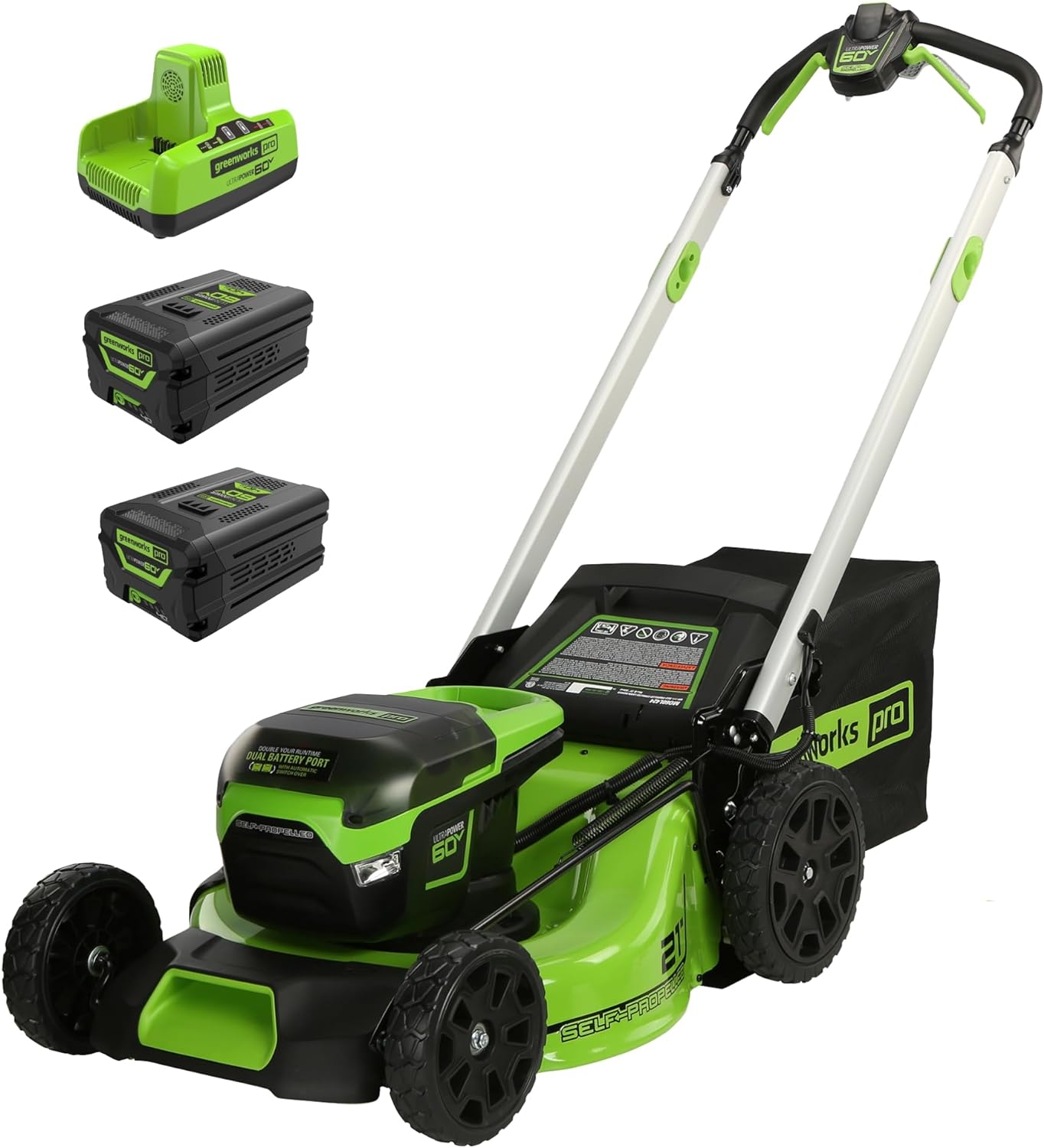 60V 21 Cordless (Self-Propelled) Lawn Mower . 2 x 4.0Ah Batteries and Dual Port Rapid Charger